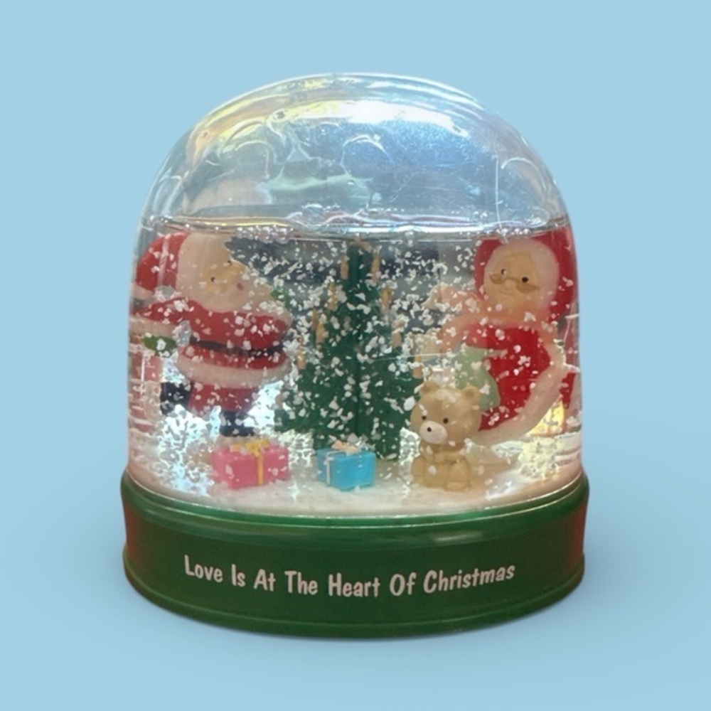 Small Christmas Snow Globe with Santa Claus Mrs. Claus and Bear Decoration Gift